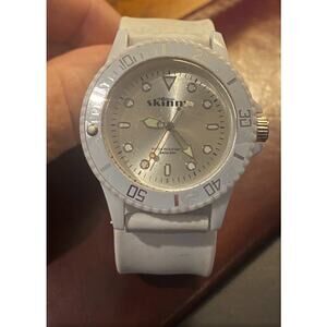 Women's The Original Skinny Watch, White Resin Case, Silver Face